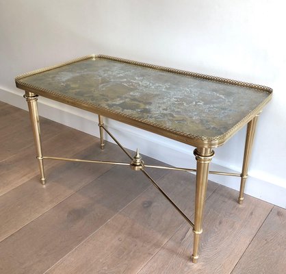 Brass and Eglomized Glass Top Table attributed to the Ramsay House-BA-1365392