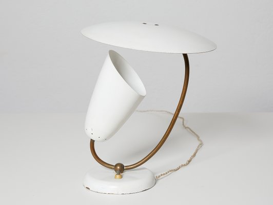 Brass and Enameled Metal Table Lamp, Switzerland, 1950s-TJQ-993945