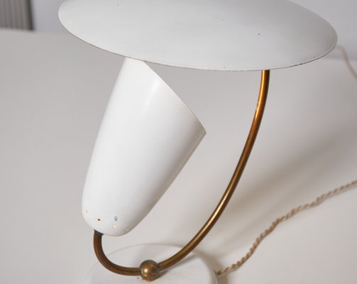 Brass and Enameled Metal Table Lamp, Switzerland, 1950s-TJQ-993945