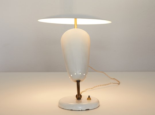 Brass and Enameled Metal Table Lamp, Switzerland, 1950s-TJQ-993945