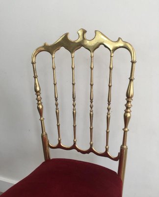 Brass and Fabric Chair from Chiavari, 1940s-BA-658526