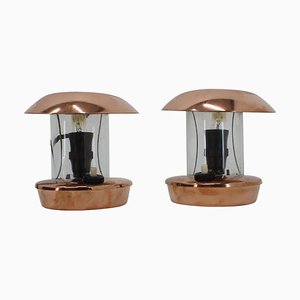 Brass and Glass Bauhaus Table Lamps, 1940s, Set of 2-TZ-891676