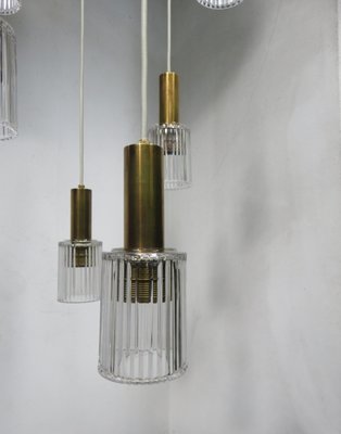 Brass and Glass Cascading Ceiling Lamp, 1960s-EY-554750