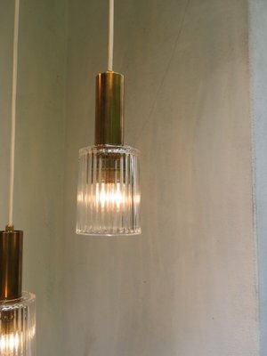 Brass and Glass Cascading Ceiling Lamp, 1960s-EY-554750