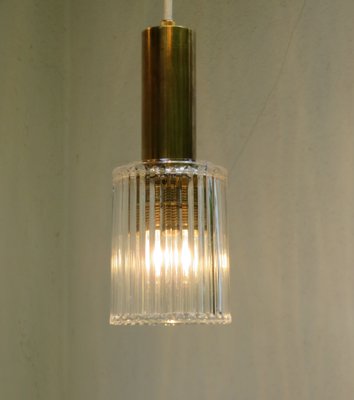 Brass and Glass Cascading Ceiling Lamp, 1960s-EY-554750