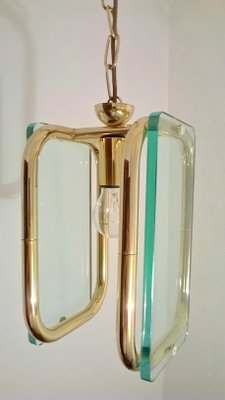 Brass and Glass Ceiling Lamp, 1940s-EI-24101