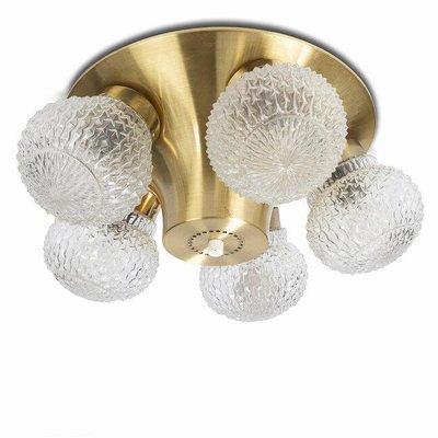 Brass and Glass Ceiling Light, 1970s-ENV-1463091