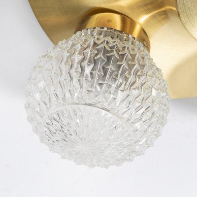 Brass and Glass Ceiling Light, 1970s-ENV-1463091