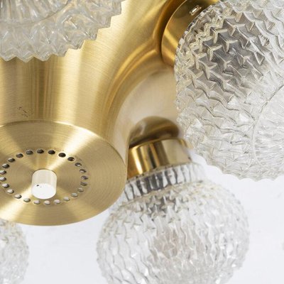 Brass and Glass Ceiling Light, 1970s-ENV-1463091