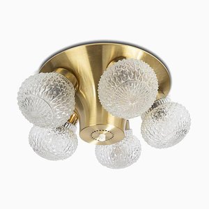 Brass and Glass Ceiling Light, 1970s-ENV-1463091