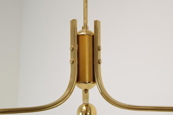 Brass and Glass Ceiling Light, 1980s-TZ-1422348