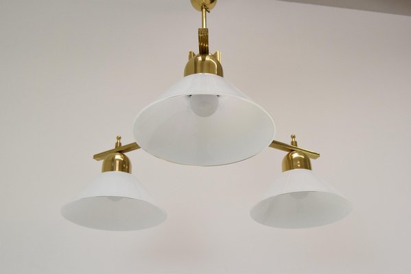 Brass and Glass Ceiling Light, 1980s-TZ-1422348