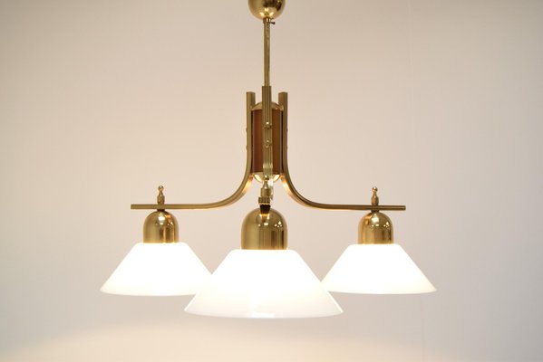 Brass and Glass Ceiling Light, 1980s-TZ-1422348