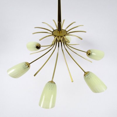 Brass and Glass Chandelier, 1950s-BH-1342180