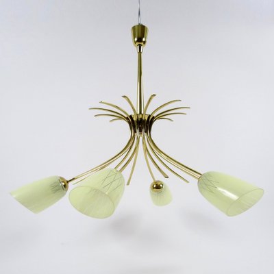 Brass and Glass Chandelier, 1950s-BH-1342180