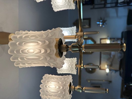 Brass and Glass Chandelier, 1970s-BFK-1755799