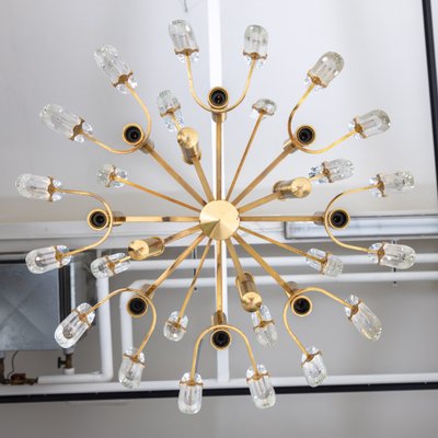 Brass and Glass Chandelier by Gaetano Sciolari, Italy, 1970s-VEI-1402594