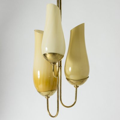 Brass and Glass Chandelier by Gunnel Nyman & Paavo Tynell-NL-941580