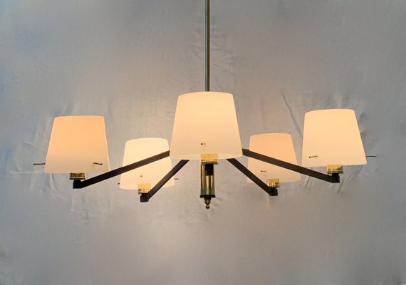 Brass and Glass Chandelier from Stilnovo, 1950s-XQC-1250378