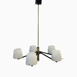 Brass and Glass Chandelier from Stilnovo, 1950s-XQC-1250378