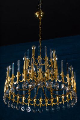 Brass and Glass Chandelier, Italy, attributed to Gaetano Sciolari, 1960s-MBH-1436483