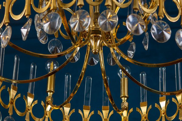 Brass and Glass Chandelier, Italy, attributed to Gaetano Sciolari, 1960s-MBH-1436483