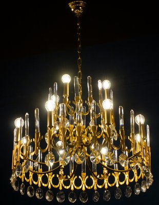 Brass and Glass Chandelier, Italy, attributed to Gaetano Sciolari, 1960s-MBH-1436483