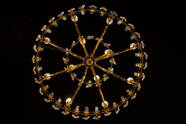 Brass and Glass Chandelier, Italy, attributed to Gaetano Sciolari, 1960s-MBH-1436483