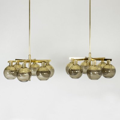 Brass and Glass Chandeliers by Hans-Agne Jakobsson for Hans-Agne Jakobsson AB Markaryd, 1960s, Set of 2-NL-715128