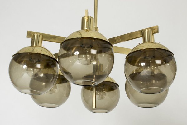 Brass and Glass Chandeliers by Hans-Agne Jakobsson for Hans-Agne Jakobsson AB Markaryd, 1960s, Set of 2-NL-715128