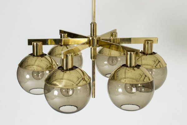 Brass and Glass Chandeliers by Hans-Agne Jakobsson for Hans-Agne Jakobsson AB Markaryd, 1960s, Set of 2-NL-715128