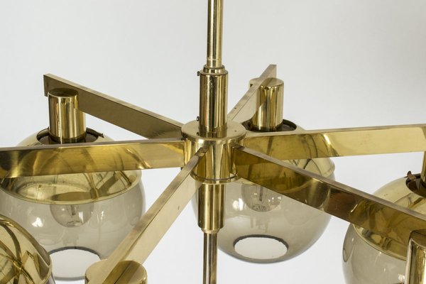 Brass and Glass Chandeliers by Hans-Agne Jakobsson for Hans-Agne Jakobsson AB Markaryd, 1960s, Set of 2-NL-715128