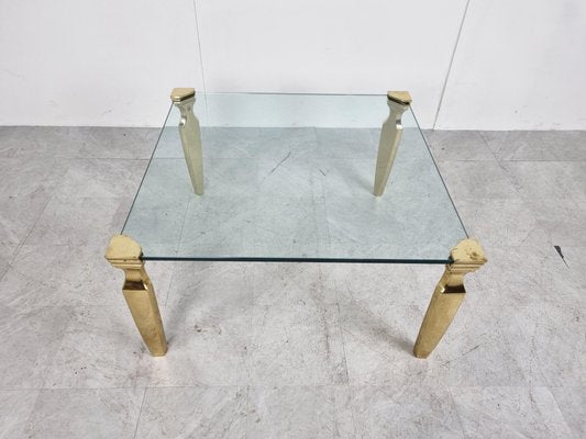 Brass and Glass Coffee Table, 1970s-IRH-1293993