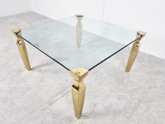 Brass and Glass Coffee Table, 1970s-IRH-1293993