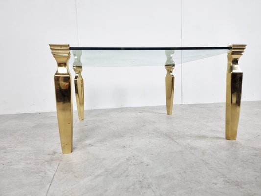 Brass and Glass Coffee Table, 1970s-IRH-1293993