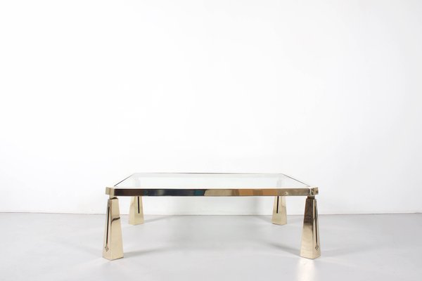 Brass and Glass Coffee Table by Peter Ghyczy-QT-1263371