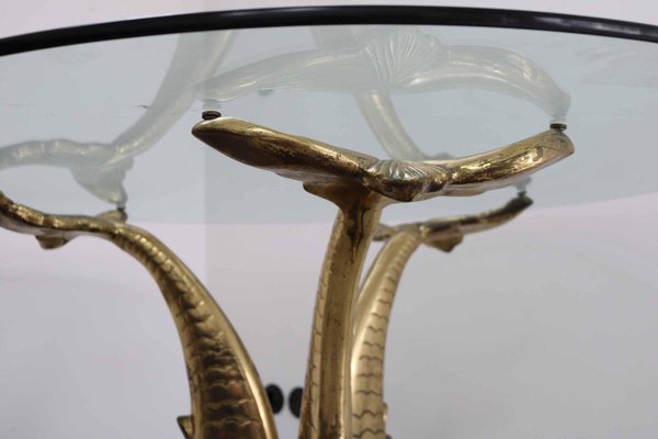 Brass and Glass Dining Table, Italy, 1960s-VLZ-1064071