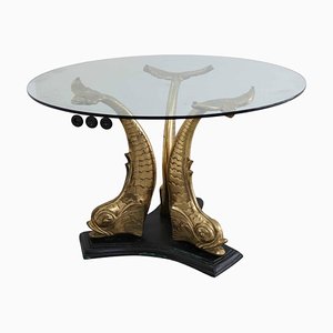 Brass and Glass Dining Table, Italy, 1960s-VLZ-1064071