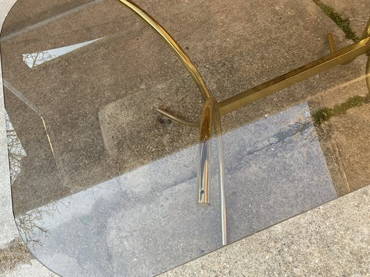 Brass and Glass Dining Table, Italy 1970-OXJ-1238809