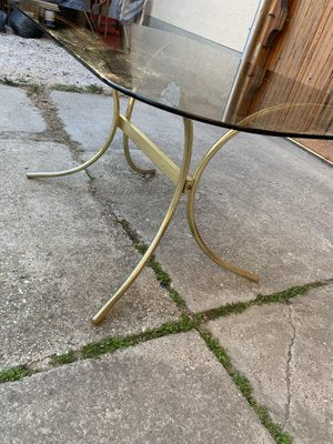 Brass and Glass Dining Table, Italy 1970-OXJ-1238809