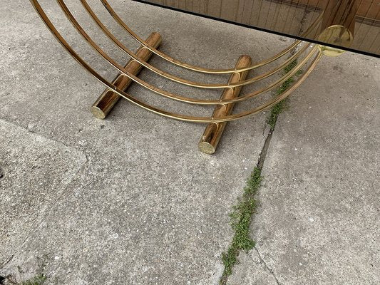 Brass and Glass Dining Table, Italy, 1970s-OXJ-1730092