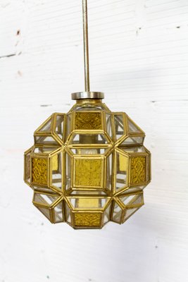 Brass and Glass Faceted Pendant Lamp, France, 1960s-RIU-947785