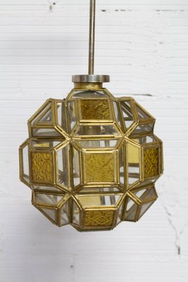 Brass and Glass Faceted Pendant Lamp, France, 1960s-RIU-947785