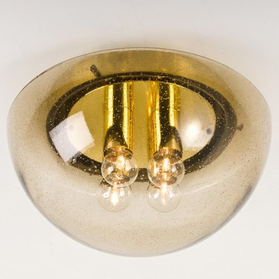 Brass and Glass Flush Mount in Mushroom Shape from Limburg, 1970s-VDW-1407639