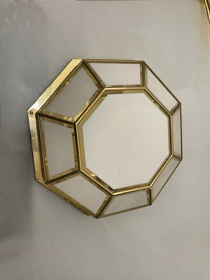 Brass and Glass Flushmount Light, 1980s-JJC-1765322