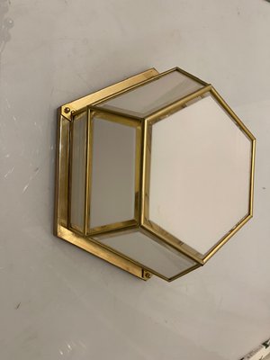 Brass and Glass Flushmount Light, 1980s-JJC-1765322