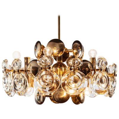 Brass and Glass Lens Chandelier by Gaetano Sciolari, Italy, 1960s-MBH-1032521