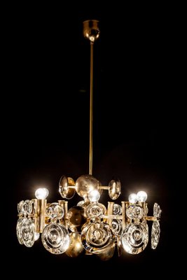 Brass and Glass Lens Chandelier by Gaetano Sciolari, Italy, 1960s-MBH-1032724