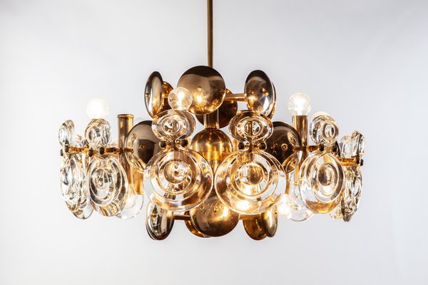 Brass and Glass Lens Chandelier by Gaetano Sciolari, Italy, 1960s-MBH-1031977