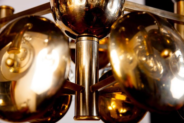 Brass and Glass Lens Chandelier by Gaetano Sciolari, Italy, 1960s-MBH-1032521